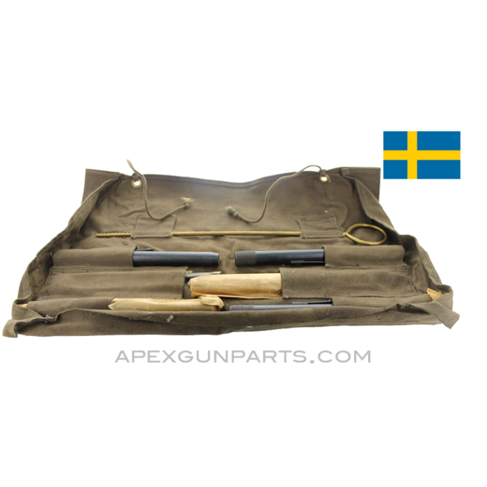 Swedish Rifle Cleaning Tool Set, Unit Level in Cloth Roll, *Good* 