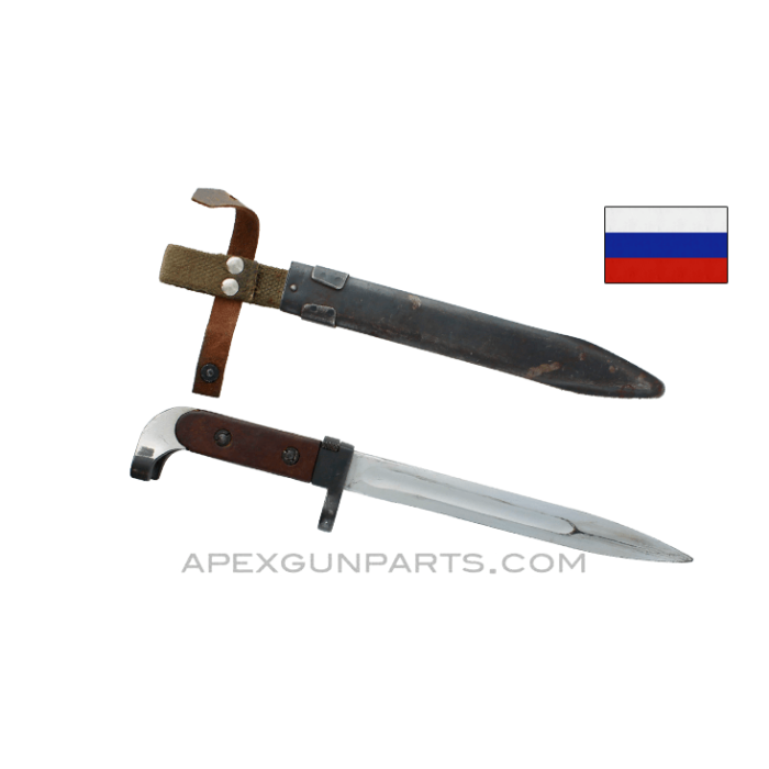 Russian AK-47 Bayonet and Scabbard, Type 1, 1953-1959 Izhevsk, Brown Grip, *Good* 