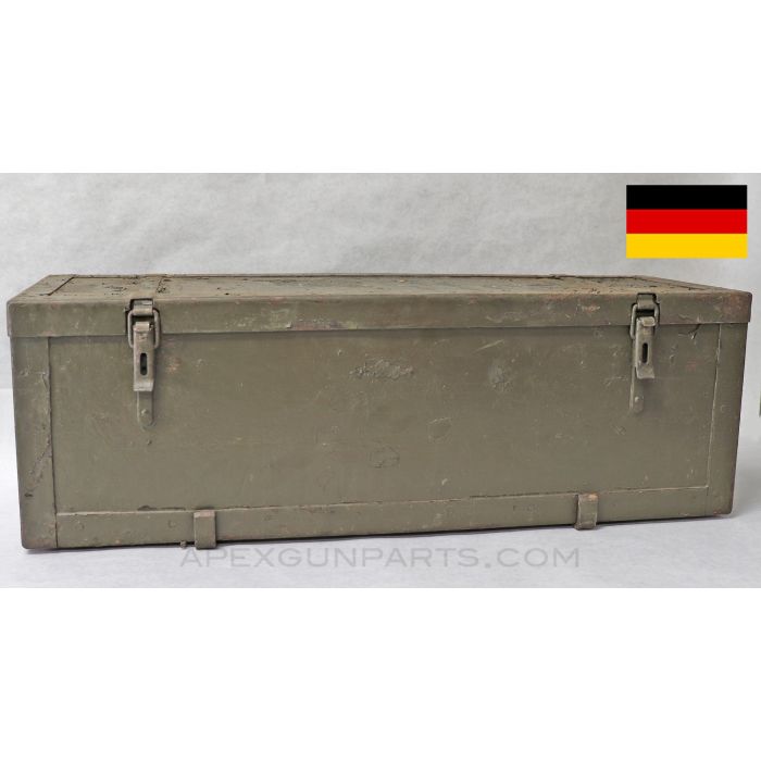 German MG Spare Parts Transit Crate, Wood w/ Inserts and Steel Hangers *Good* 