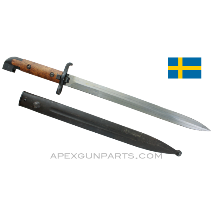 Swedish M1914 Carbine Bayonet & Scabbard, Wood Handle, *Very Good* 