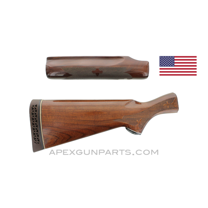 Remington 870 Stock Set, Checkered, Glossy Wood, Part# 27 & 58, 12 Ga., *Very Good* 