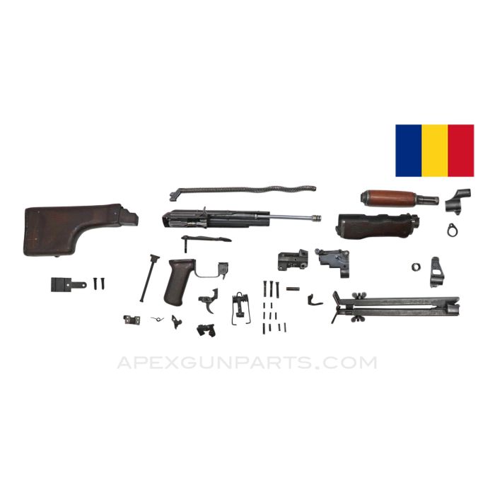 Romanian RPK Parts Kit w/Adj. Bipod, Laminated Club Stock, Matching Bolt / Trunnion / Carrier, 7.62X39 *Good* 