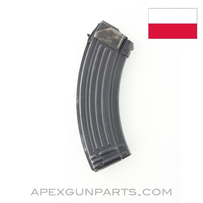 Polish AK-47 Magazine, 30rd, Early Blued, Steel, 7.62x39mm, *Very Good* 