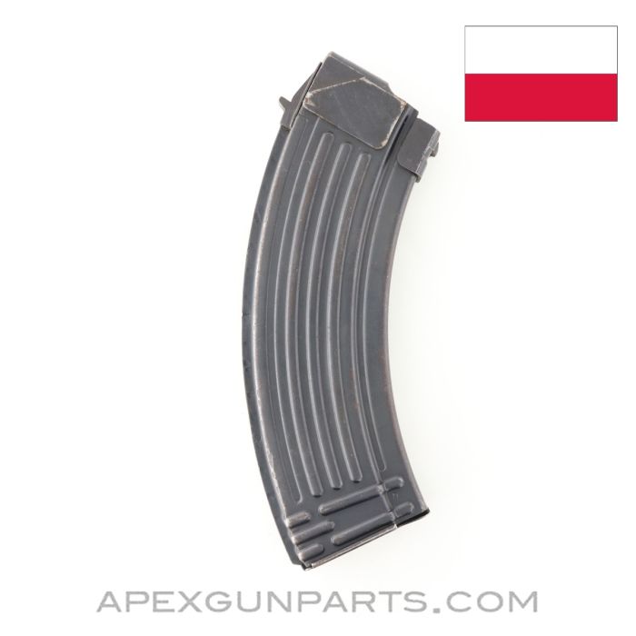 Polish AK-47 Magazine, 30rd, Early Blued, Steel, 7.62x39mm, *Good*