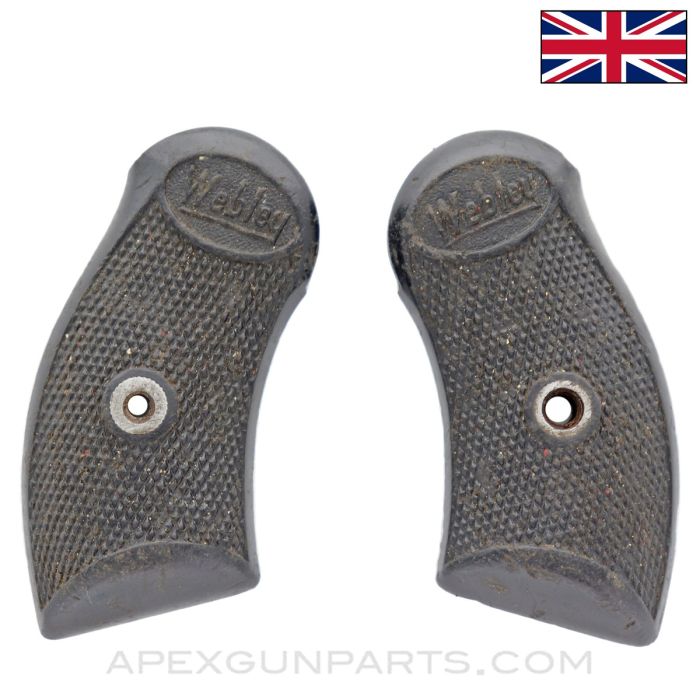 Webley MKIII Grips, Webley Marked, Black Plastic *Good*