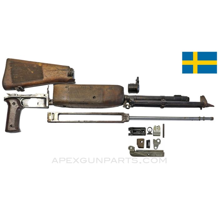Swedish M1937 BAR Parts Kit, Incomplete, Cracked Buttstock, 6.5x55 *Fair*