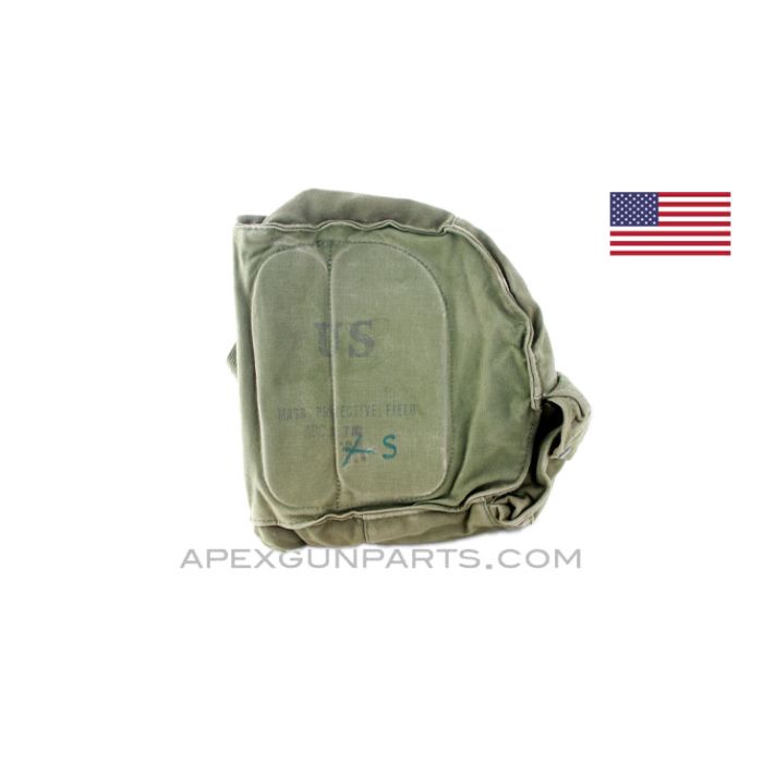 1970's Era U.S. M17 Gas Mask Carry Case, OD Green Canvas, *Good* 