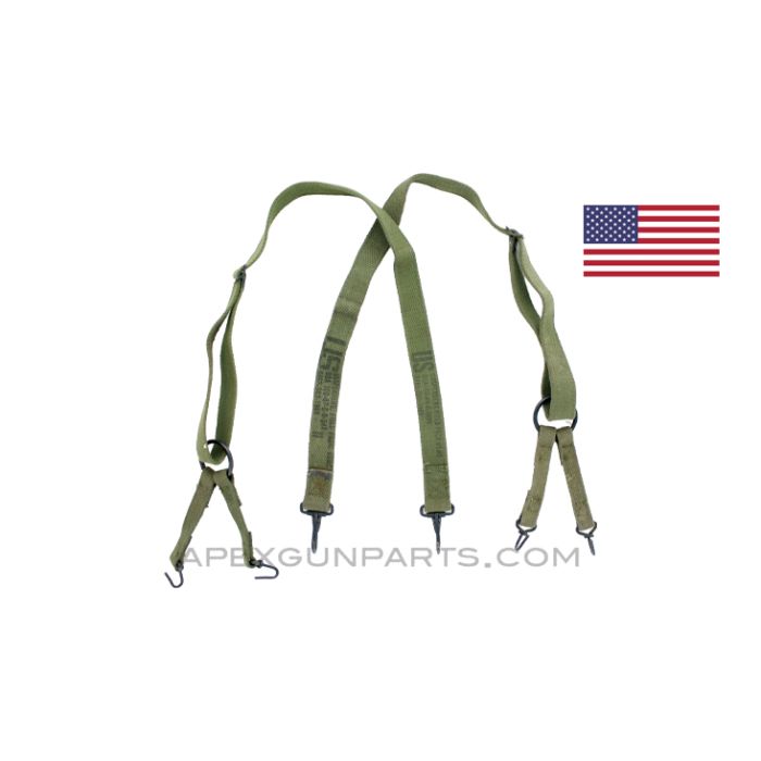 M-1941 USMC Suspenders, OD Green Canvas, Vietnam Era, Set of 2, *Very Good* 