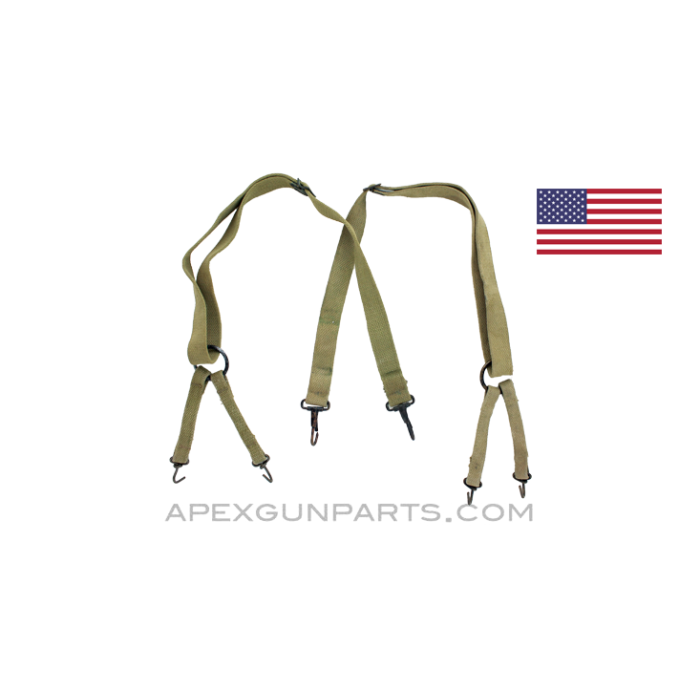 M-1941 USMC Suspenders, Khaki Canvas or OD Green, Set of 2, *Good* 