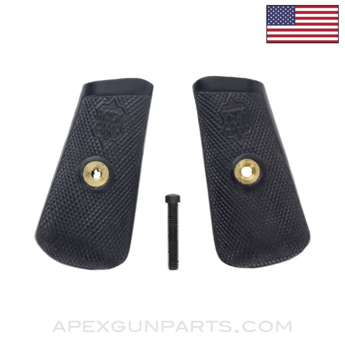 Mauser 1921 "Bolo" Grips, w/ Screw, Black Polymer, Checkered, *New Manufactured*