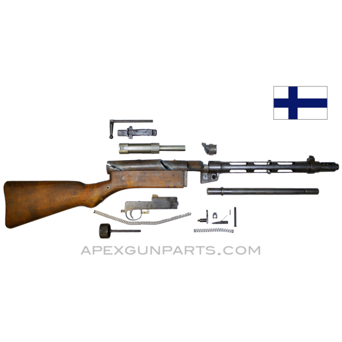 Suomi M31 Parts Kit, 12.5" Barrel, Wood Stock, w/ Barrel Shroud, Vented Brake, 9x19, *Very Good* 