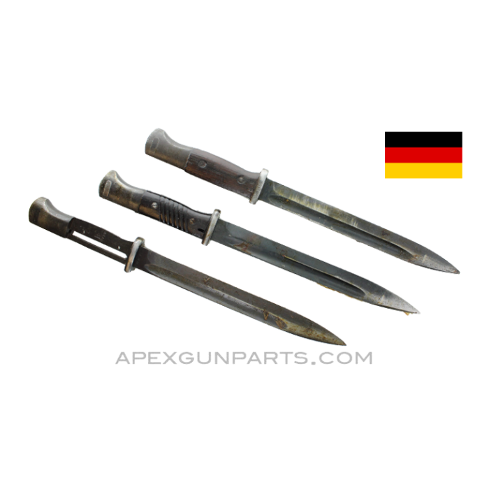 German K98 Mauser Bayonet, No Scabbard, Broken / Missing Grip Panels, *Fair* 
