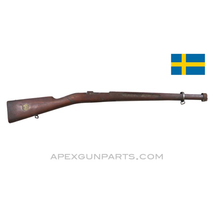 Swedish M38 Mauser Short Rifle Stock, Small Ring w/Barrel Bands *Good* 