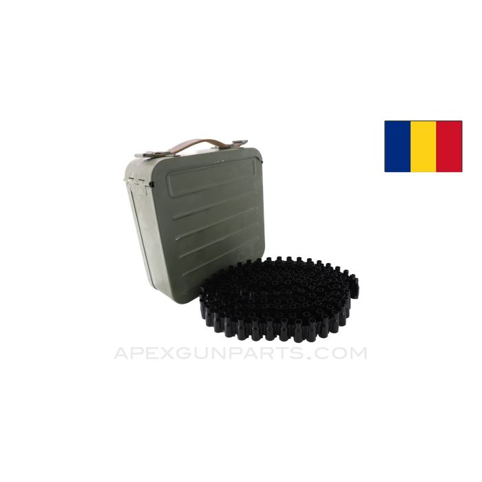 SG-43 / SGMT / PKM Aluminum Ammunition Can with Steel Belt, Green Painted,  Romanian *Very Good*