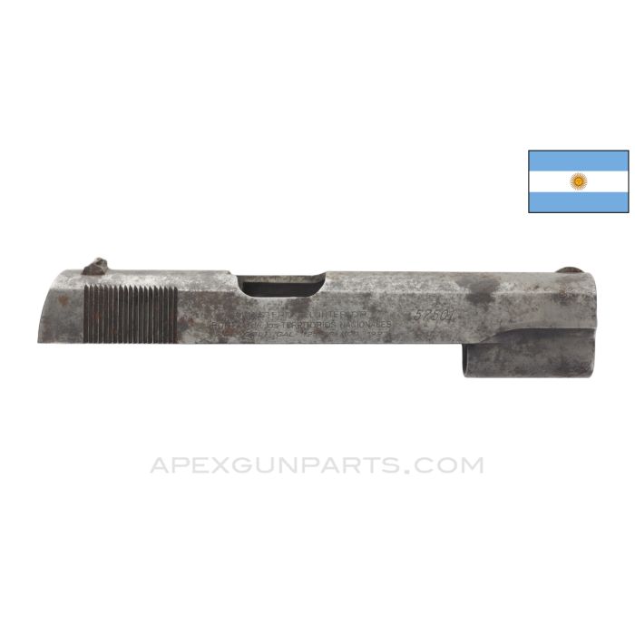 Argentinian 1927 Sistema Slide, Stripped, Ministerio Del Interior, .45 ACP *Fair*