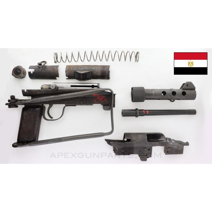Egyptian Port Said M45 Parts Kit, w/ Barrel, Side Folding Stock & Torch Cut Demilled Receiver Section, 9X19 *Very Good* 