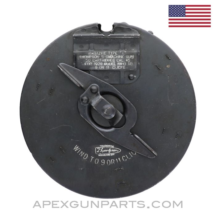 Thompson "L" Drum Magazine, 50rd, Auto-Ordnance, Blued Steel, .45ACP *Very Good* 