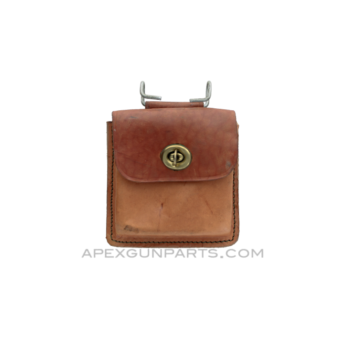 M1 Carbine 15rd Magazine Belt Pouch, Holds 2, Brown Leather, Colombian, *Very Good* 
