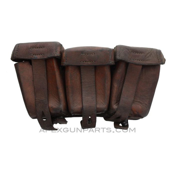 German K98k Mauser Three Pocket Leather Pouch, WWII