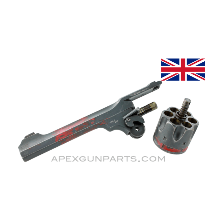 Webley & Scott Army Model Barrel & Cylinder Assembly, 6", Blued, .450/.455, *Good* 