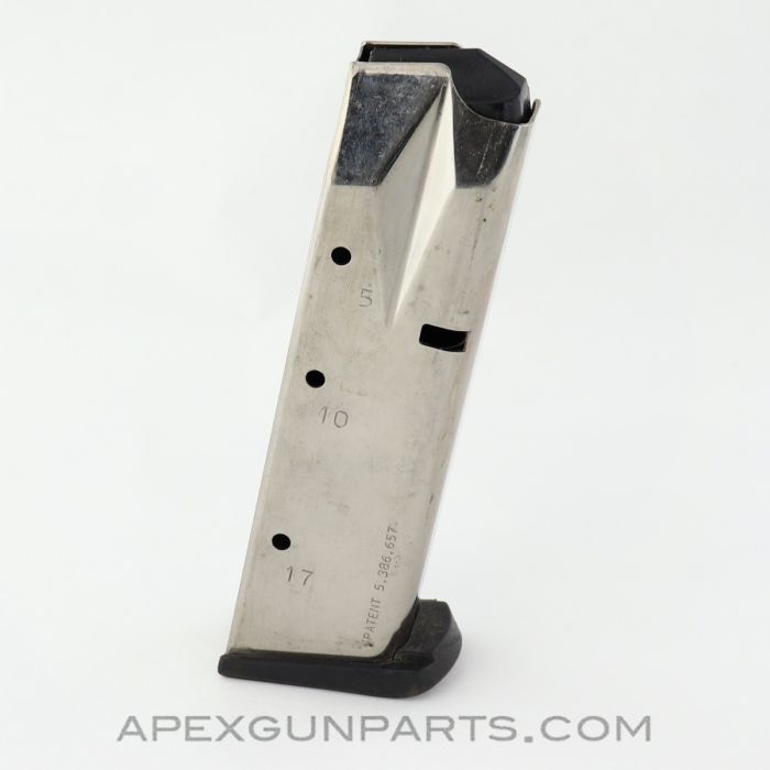 Smith & Wesson 5900 Series Magazine, 17rd, Mec-Gar, Nickel, 9mm *Good*