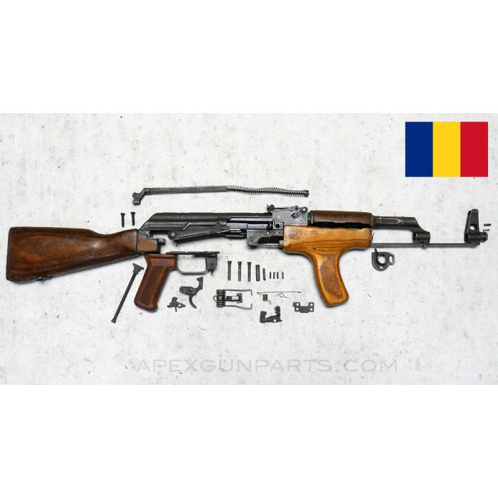 Romanian M63 AK-47 Parts Kit, Laminated Wood Stock & Forward Grip, Blued, Matching, 7.62X39 *Good* 