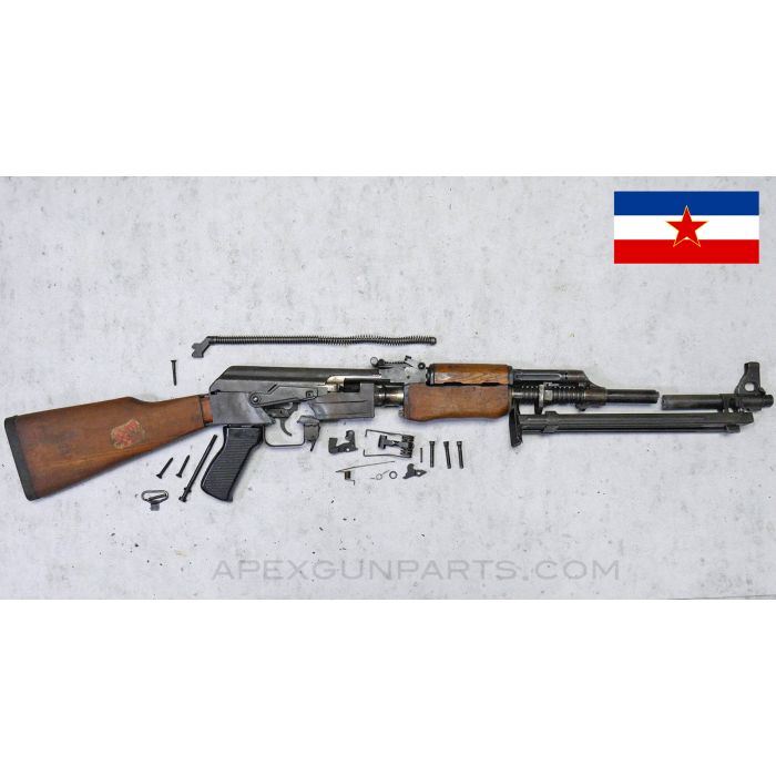 Yugoslavian M72 RPK Parts Kit w/ Bipod, Matched Bolt/Top Cover/Carrier, Torch Cut, Milled, Wood Furniture, 7.62x39 *Good* 