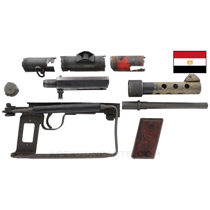 Egyptian Port Said M45 Parts Kit, w/Barrel, Side Folding Stock and Torch Cut Demilled Receiver Pieces, 9X19 *Very Good* 
