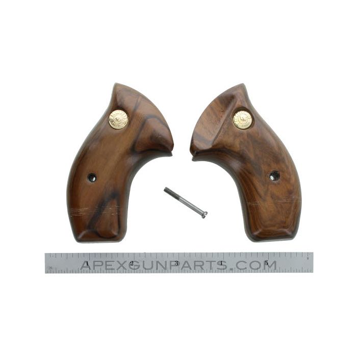 Taurus Revolver Wood Grips, Medium Frame, Round Butt w/o Full Relief Cut, Smooth, *NOS* 