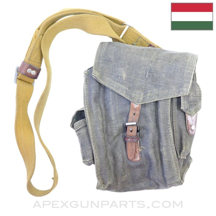 Hungarian AK Five Magazine Divided Pouch, Gray Canvas, *Good*