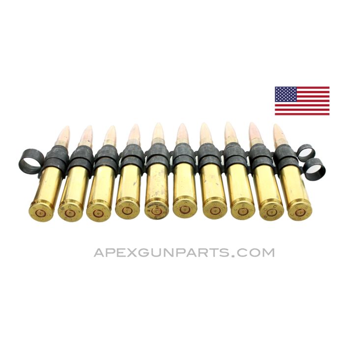 .50cal BMG Dummy Belt, 10rd, Brass Case, Steel Link, INERT *Good* 