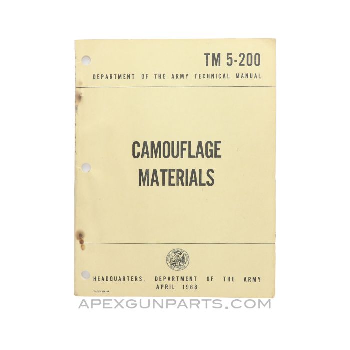Camouflage Materials Technical Manual, Department of the Army, TM 5-200, Paperback *Good*