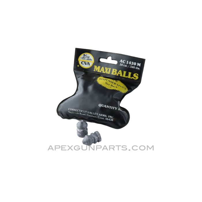 Maxi Balls .54 Cal Bullets, .540 Diameter, CVA AC1430M, Pack of 20 *NIW*
