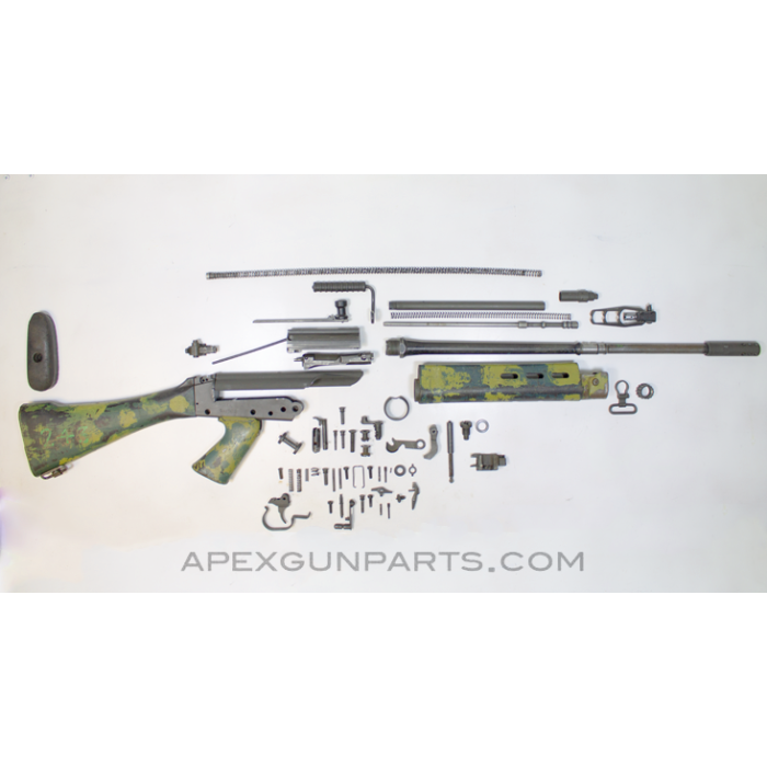 Rhodesian FAL Rifle Parts Kit, 21" Barrel, Camo Painted Stock & HG, 7.62X51 NATO *Very Good*  