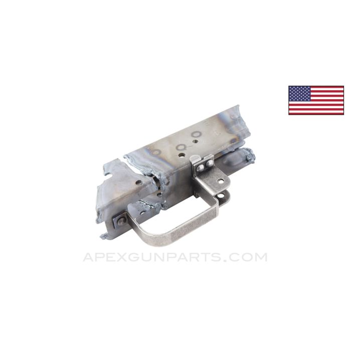 AK47 Trigger Guard w/ Selector Stop, Attached to Demilled Receiver Section, Stamped Steel, In the White, US Made *As-Is*