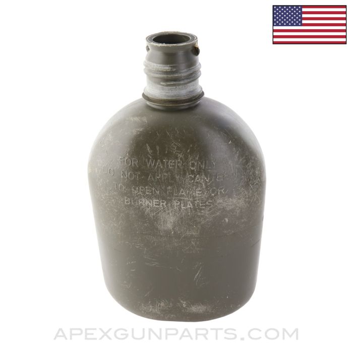 U.S. Surplus 1 Quart Canteen, No Lid, Plastic, OD Green, *Good*