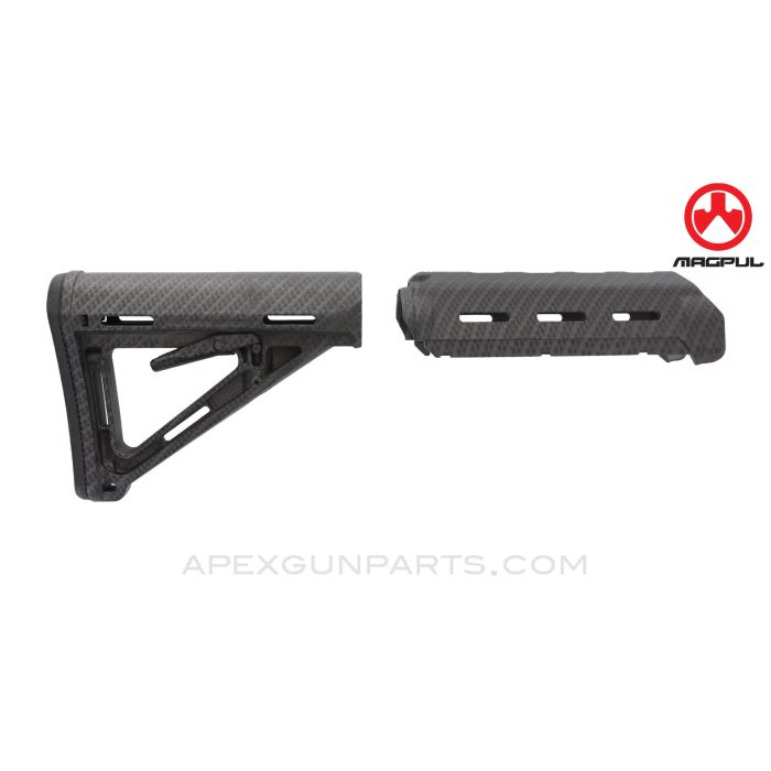 Magpul MOE AR-15 Stock & Upper Handguard Set, Carbine Length, Custom Carbon Fiber Camo Pattern *NEW*