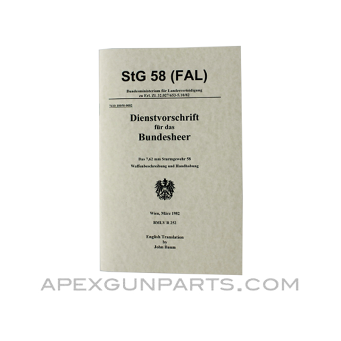 STG-58 Operator's Manual, Austrian Military Issue, Translation From Original, Paperback, *NEW*