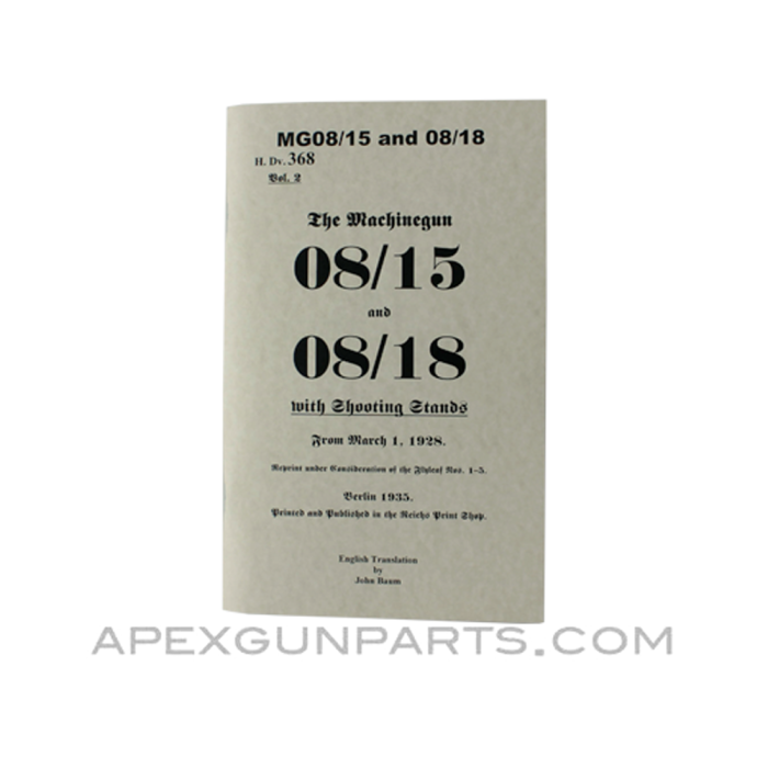 MG-08/15-08/18 Maxim Operator's Manual, Translation From Original, Paperback, *NEW*