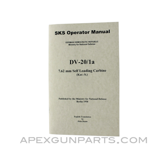 SKS Operator's Manual, East German Issue, Translated From Original, Paperback, *NEW*