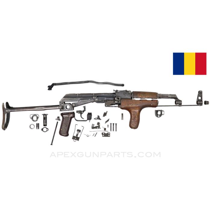 Romanian M65 AK-47 Underfolder Parts Kit, Reverse Wood Foregrip, Non-Matching, 7.62x39 *Good* 