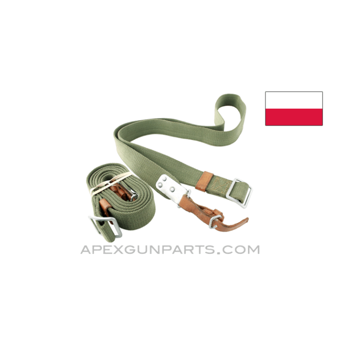Polish AK-47 Nylon Sling with Leather Tabs, *Good* 