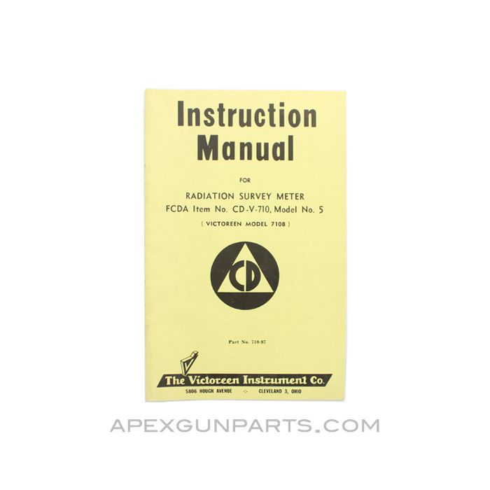 Victoreen Instrument Radiation Survey Meter Instruction Manual, Model CD-V-710B #5 *Good*