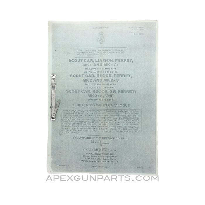 Daimler Ferret Illustrated Parts Catalogue, Scout Car, Paperback *Good*