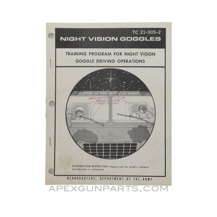 Night Vision Goggle Driving Operations, Department of the Army, TC 21-305-2, Paperback *Very Good*