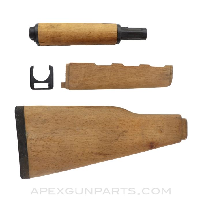 Yugoslavian M70 AK47 Furniture Set, Butt Stock /w Buttpad, Handguards, Gas Tube, Beech Wood *NOS*