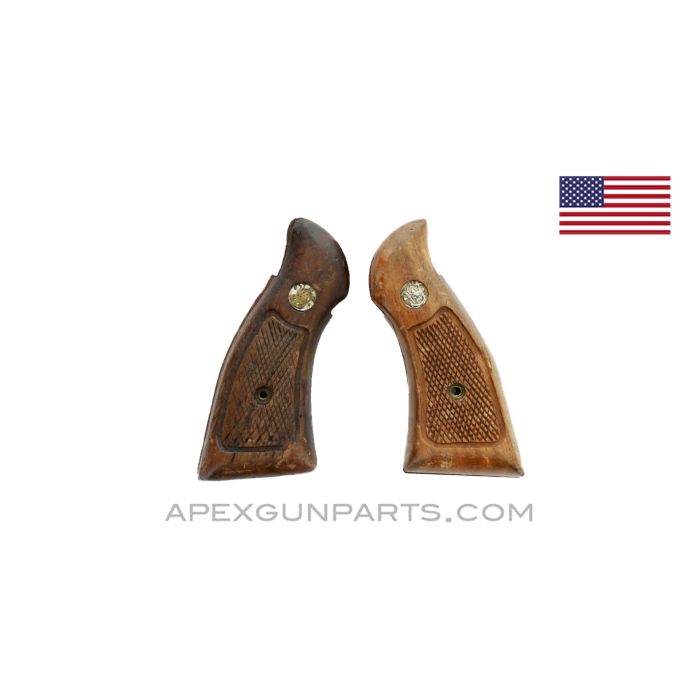 Smith & Wesson K Frame Pistol Grip Set, Square Butt, Wooden *Good*