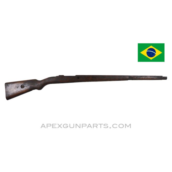Brazilian 1908 Mauser Stock, Stripped, Flag Cartouche *Good*