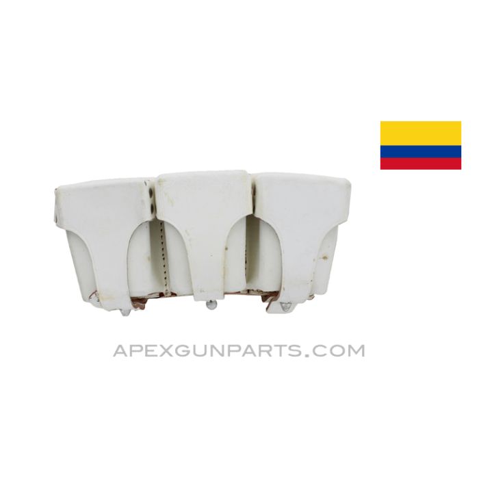 Mauser Rifle Ammo Pouch, 3-Pocket, White Leather, Colombian *Very Good* 