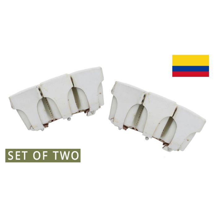 SPECIAL! Set of Two, Mauser Rifle Ammo Pouch, 3-Pocket, White Leather, Colombian *Very Good* 